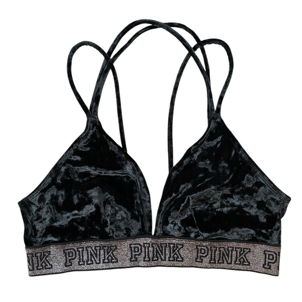 Victoria's Secret PINK Velvet Velour Triangle Bralette Bra Size Medium